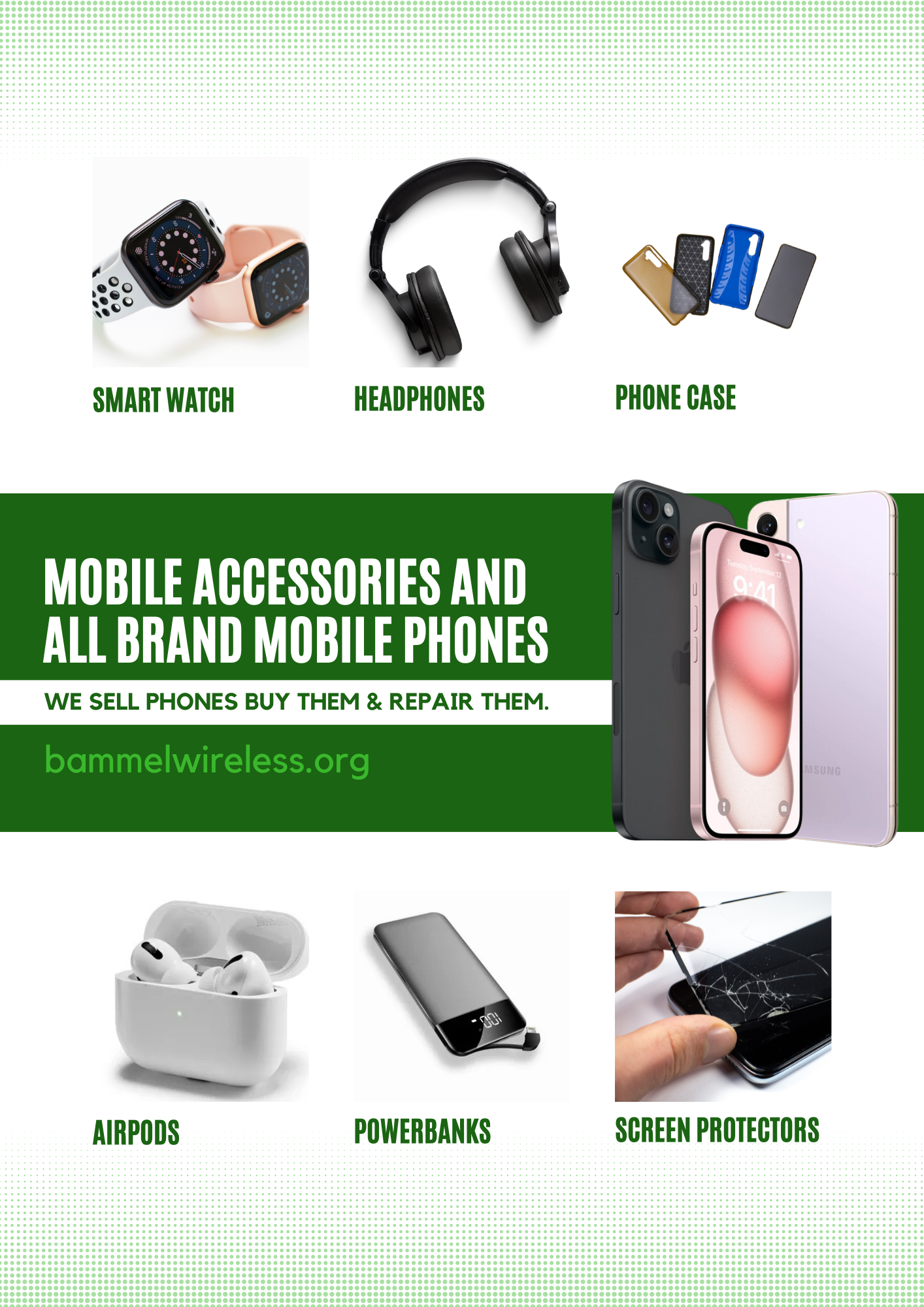 mOBILE ACCESSORIES AND ALL BRAND MOBILE PHONES